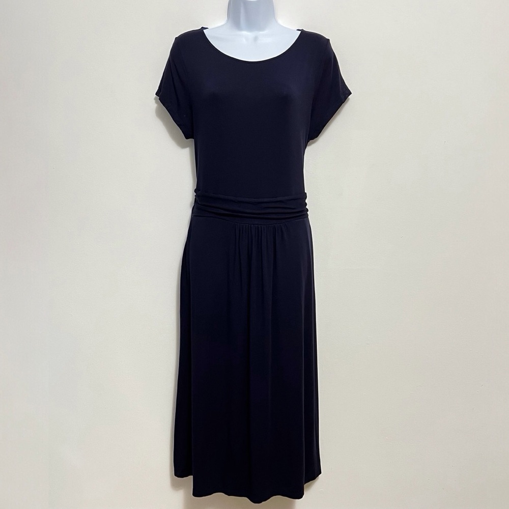 Boden Womens Jersey Dress Size 12L Navy Classic Short Sleeve Minimalist Casual